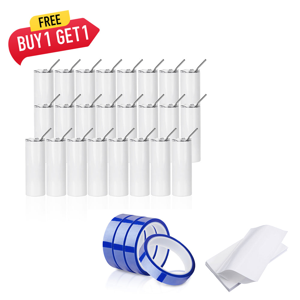 Sublimation Blanks 20 OZ Tumblers Straight Skinny Bulk 24 Pack