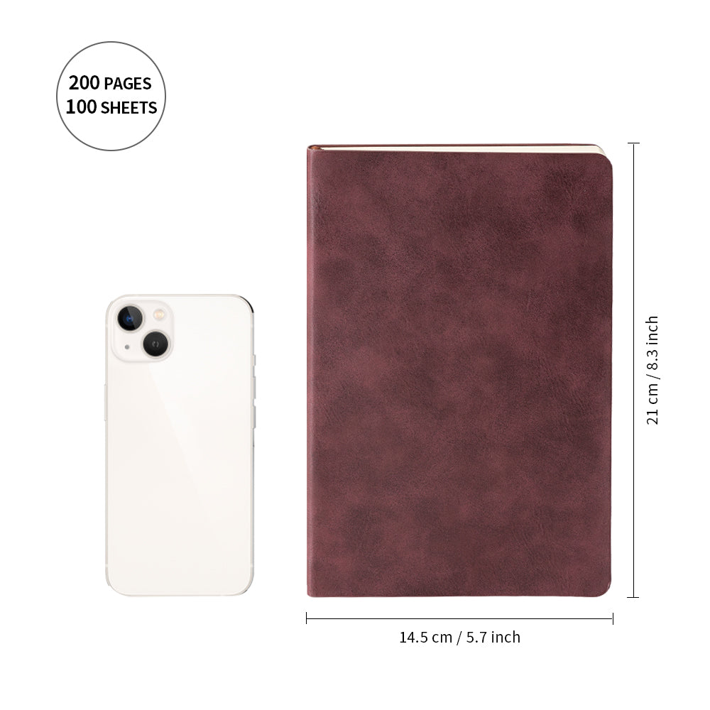 Leather Notebooks A5 Journal Lined Blanks 5.8" x 8.3" 200 Pages(4 color options) 6 Pack & 12 Pack