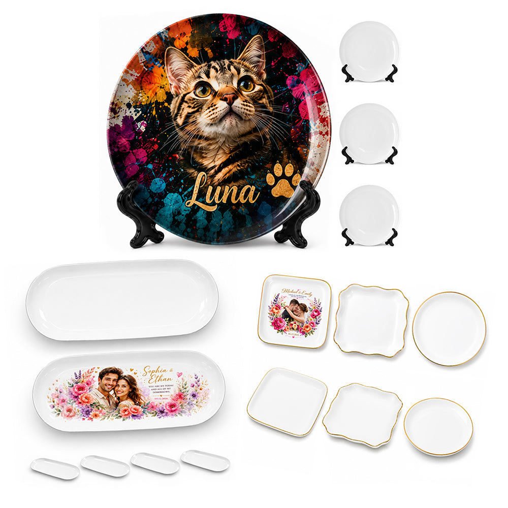 Sublimation Blanks Ceramic Plate and Jewelry Tray Kit