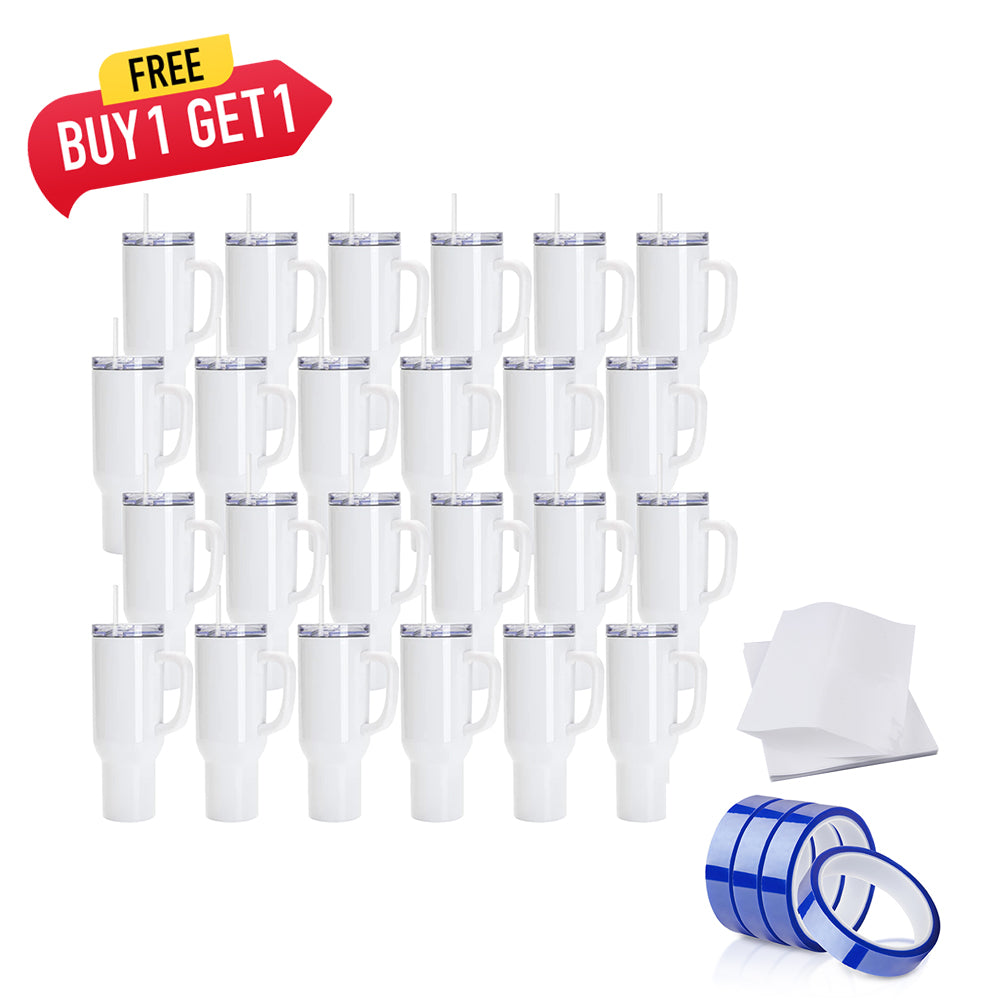 40 OZ Sublimation Tumblers with Removable Handle Bulk 24 Pack