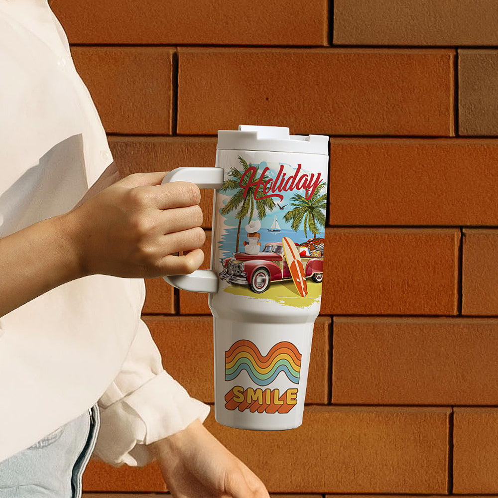 Wholesale Sublimation Tumblers 30 OZ with Removable Handle White Blanks Stainless Steel Cups Mugs with Lid and Plastic Straw 4 Pack & 8 Pack & 24 Pack