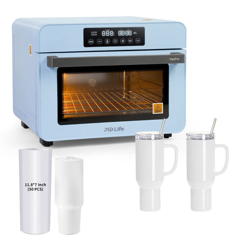 20 L Sublimation Oven Sublimation Starter Beginners Kit Bundle with 40 OZ Sublimation Tumblers,11.8 x 7 Inch Shrink Wrap Film