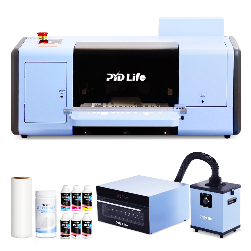 DTF Starter Kit Bundle with DTF Printer A3 Transfer Printing Machine, DTF Dryer Oven,DTF Fume Extractor,One Roll 11.8" x 328ft DTF Film,500 ml x 6 DTF Ink,600g DTF Powder