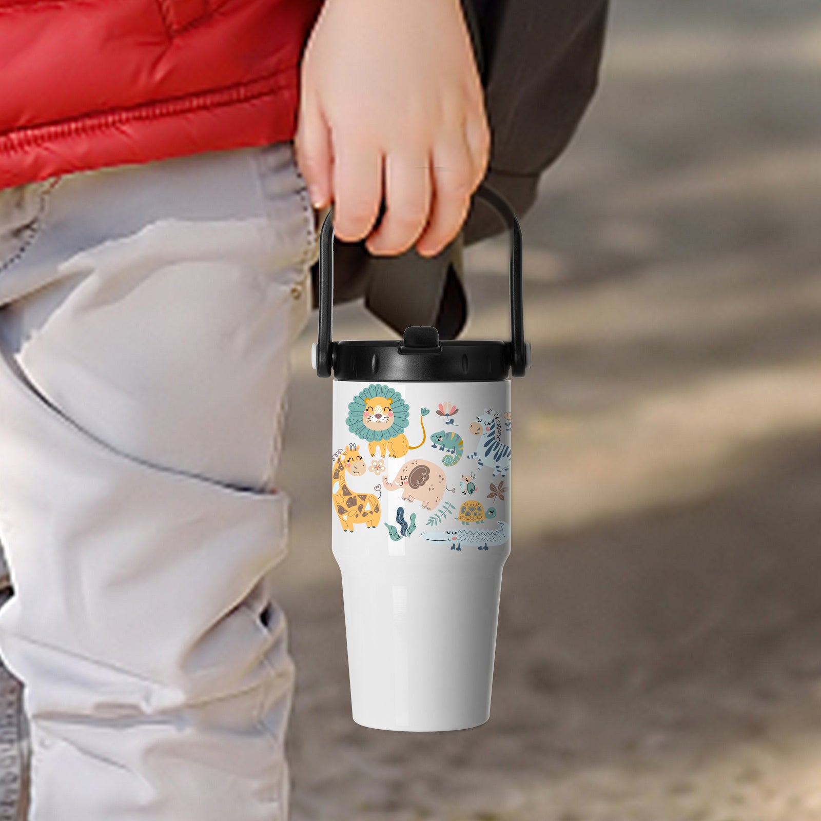 Sublimation Adventure Tumblers White With Large Handle Cap and Straw 20 OZ 8 Pack& 24 Pack & 48 Pack