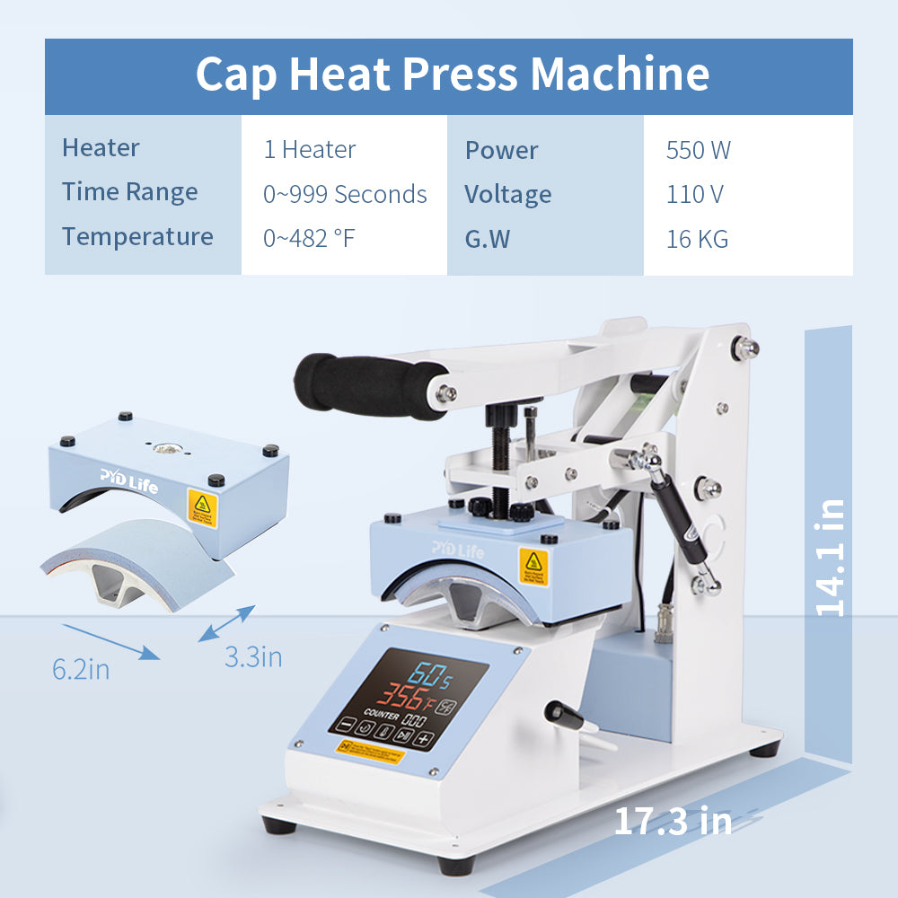 Cap Hat Heat Press Machine Pro for Sublimation Blanks DTF Vinyl Heat Transfer, Touch Screen Easy Control