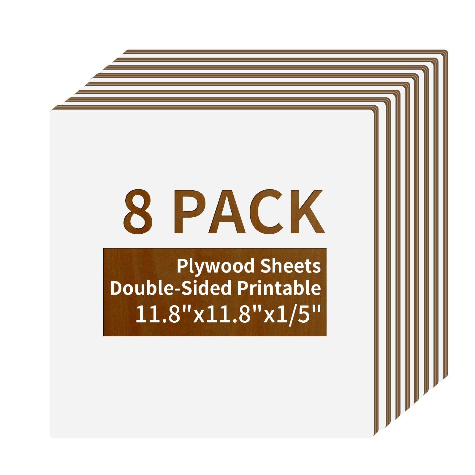 Wholesale Sublimation Plywood Blanks Sheets Double-Sided Printable, 11.8" x 11.8",1/5" Thick(5 mm) Wood Board for 40 W Laser Cutting Machine 8 Pack & 24 Pack & 36 Pack
