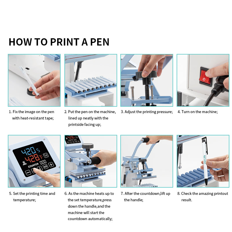 Pen Heat Press Machine, 6 in 1 Pen Heat Press Transfer Machine Digital 3D  Sublimation Heat Press Machine Logo Transfer Printing Machine for DIY Pen