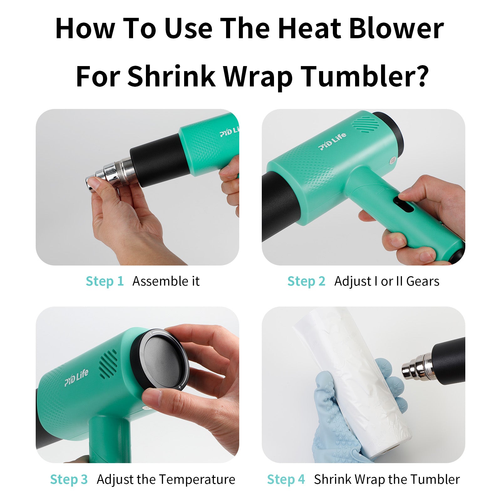 Heating Blower Gun Tool Foldable Mint Green for Sublimation Oven Tumbler Blanks Crafts