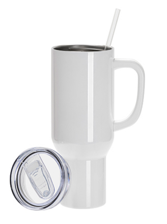 Wholesale 40 OZ Sublimation Blanks Tumblers Bulk with Removeable Handle Plastic,Leakproof Lid and Stainless Straws 4 Pack & 24 Pack & 48 Pack