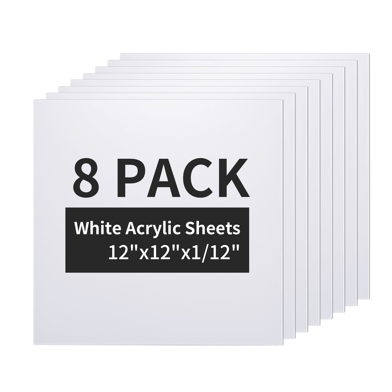 Wholesale Sublimation Acrylic Blanks Sheets 12" x 12" Bulk White,1/12" Thick(2 mm) Laser Blanks Acrylic Sheets for Xtool Glowforge 40 W Cutting 8 Pack & 24 Pack & 48 Pack