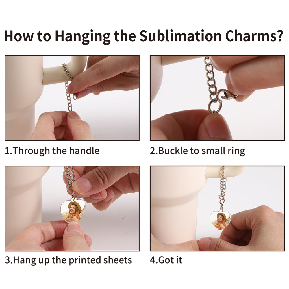 4 Shapes 20 Pack Sublimation Charms Accessories for Stanley Yeti Cups White Blanks Aluminum Doudle-sided Printable 20 Pack