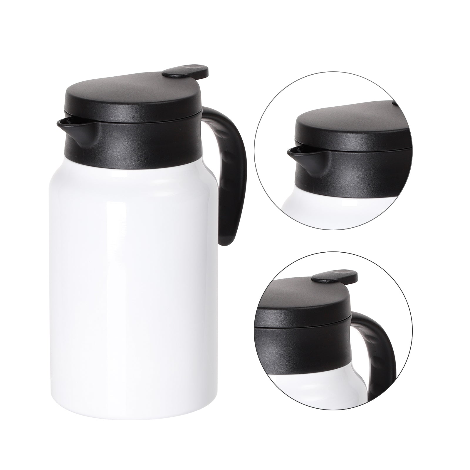 Wholesale 50 OZ 1.5 Liter Sublimation Double Walled Thermal Coffee Carafe Pot White with Shrink Film 2 Pack & 12 Pack & 24 Pack