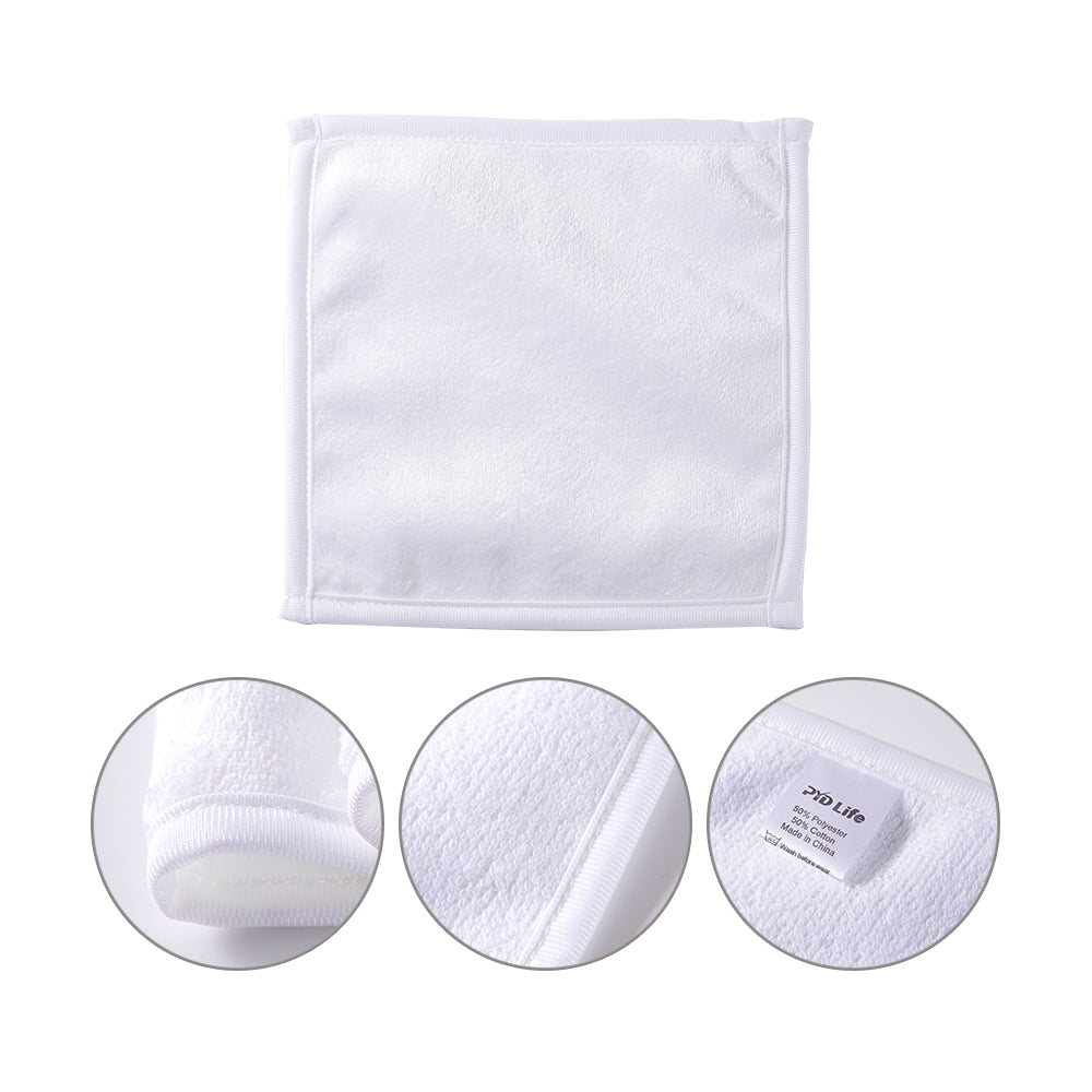 Wholesale 8 Inch Sublimation Square Kitchen Hand Towels Blanks White Bulk 24 Pack & 120 Pack & 240 Pack