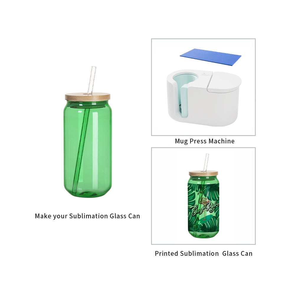 Sublimation Glass Beer Can Frosted White or Clear with Bamboo Lid and Glass  Straw 18 OZ 6 Pack – PYD LIFE