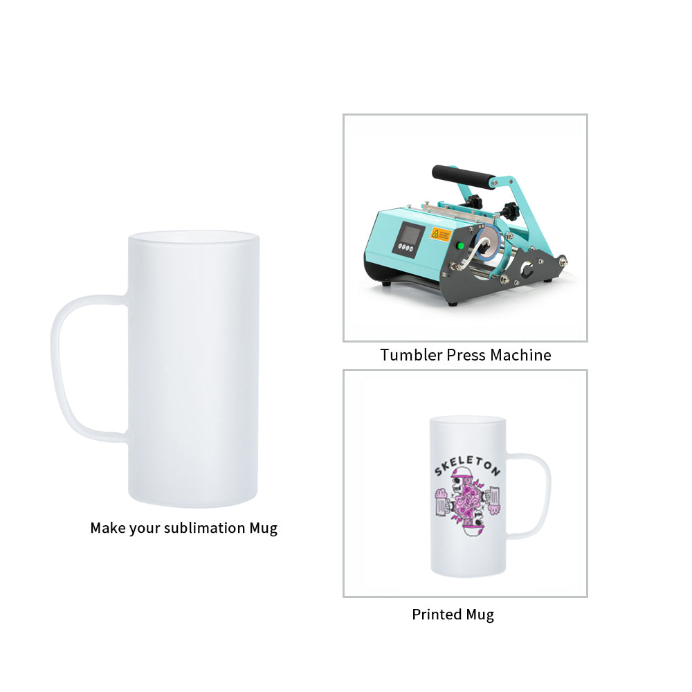 Wholesale 22 OZ Sublimation Glass Beer Mugs Bulk Frosted White 8 Pack