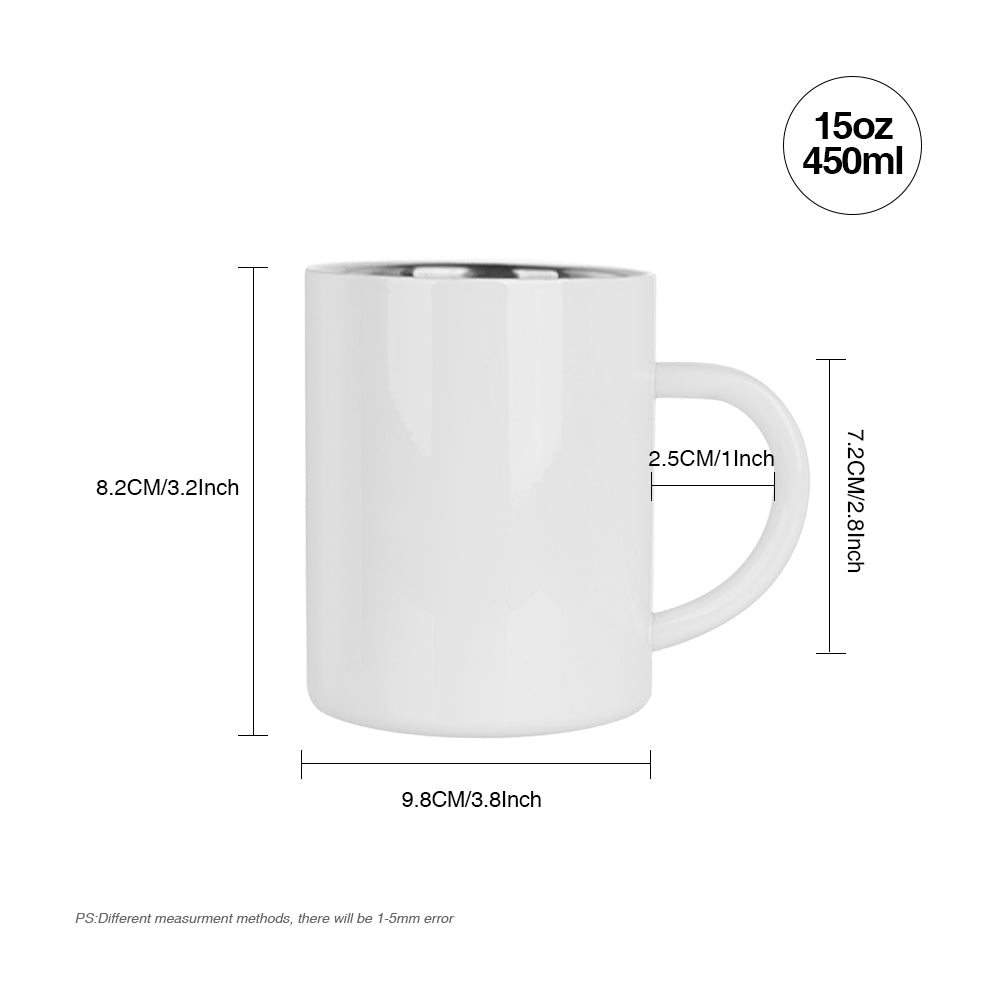 Sublimation Stackable Coffee Mugs with Direct Drink Lid and Handle 13 oz 4 Pack