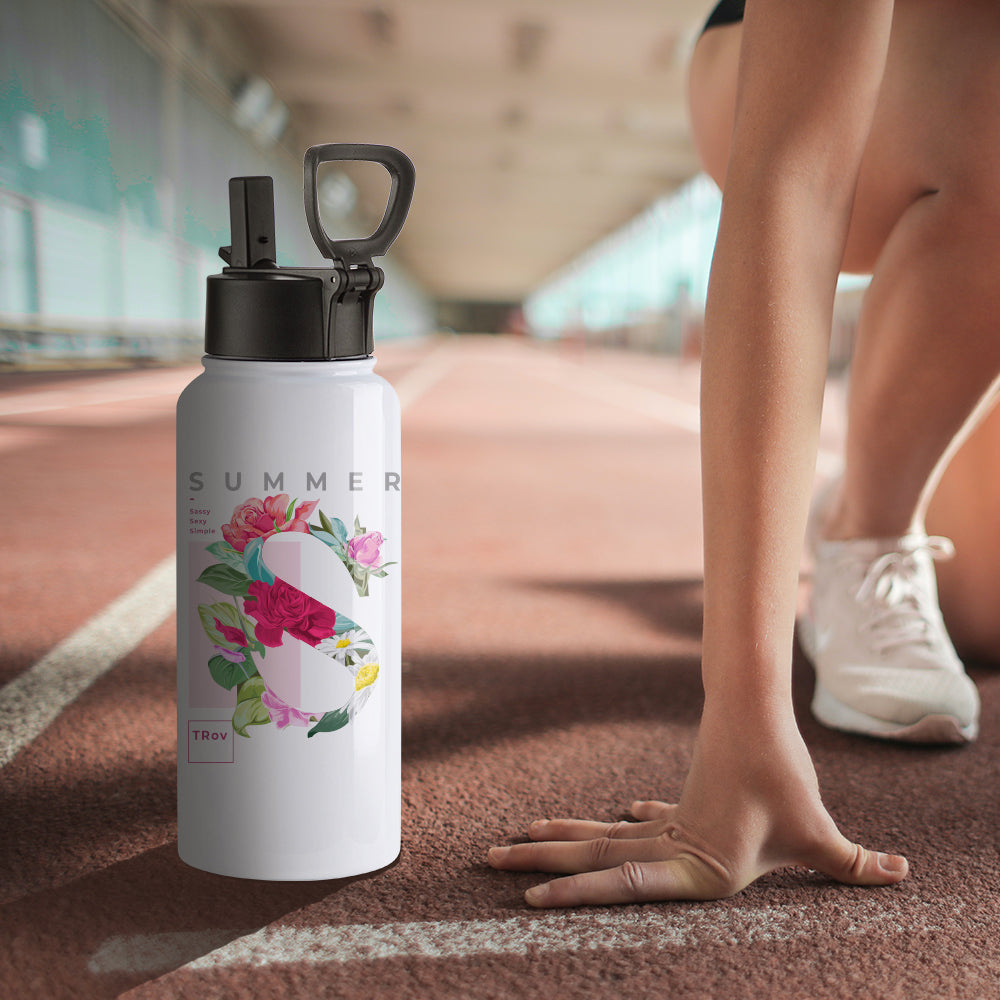 Sublimation Sports Water Bottles White With Wide Mouth Handle Cap