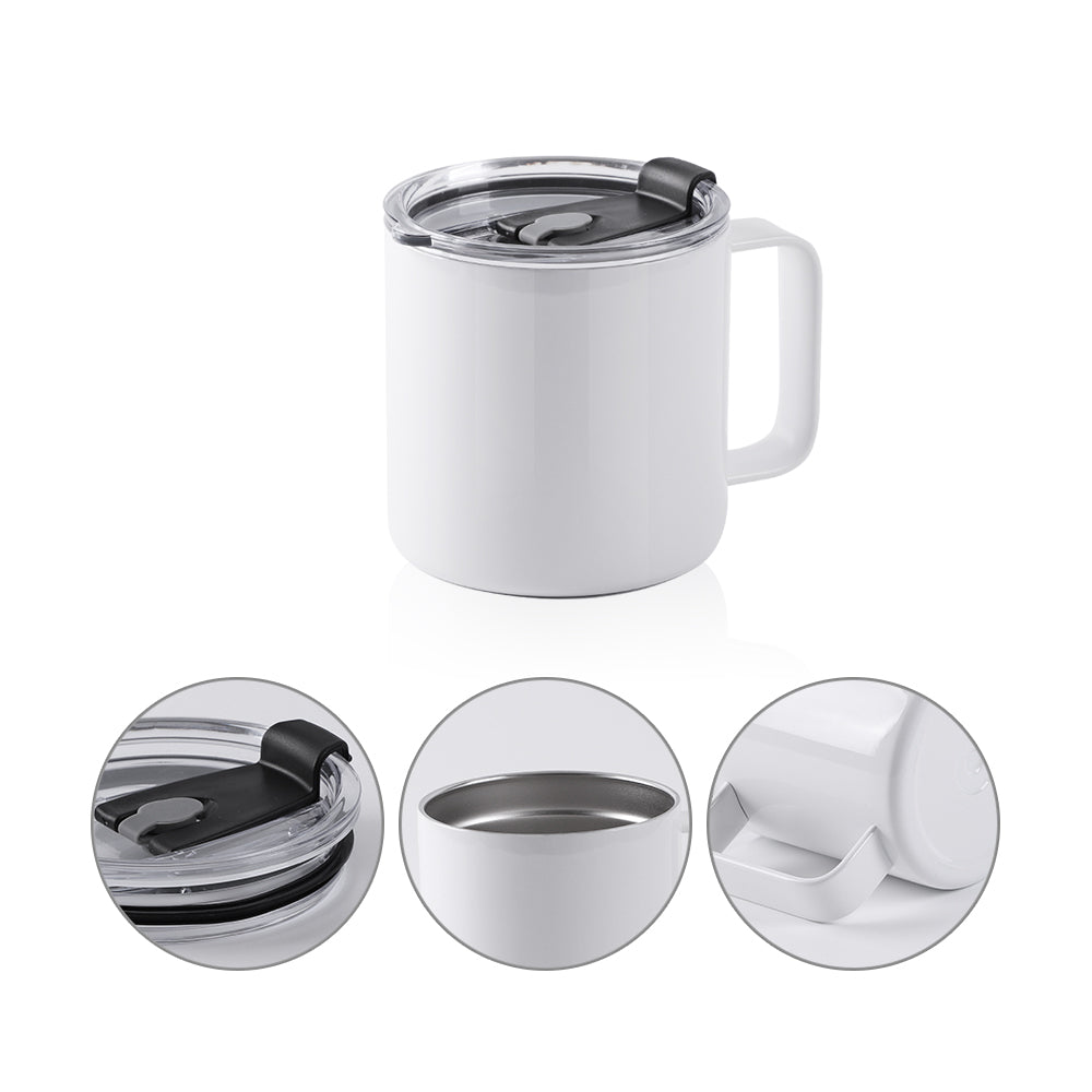 14oz Coffee Mug With Sliding Lid - White