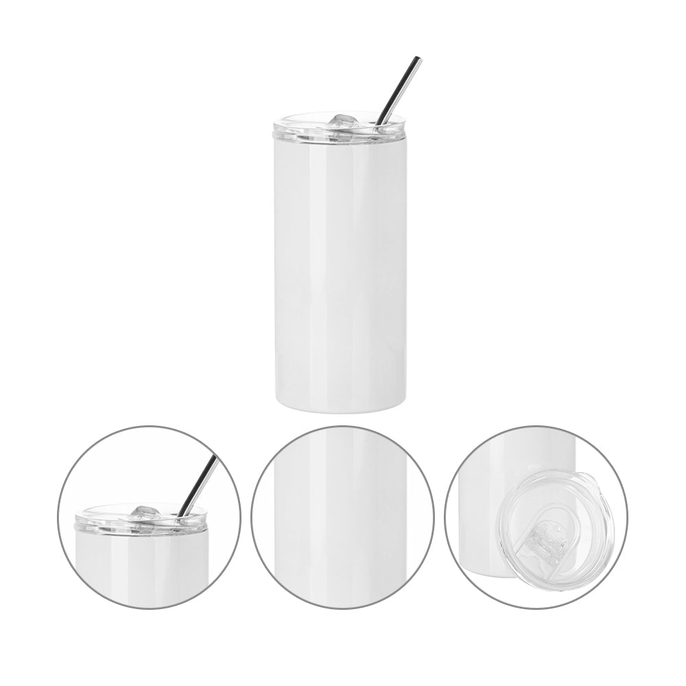 Wholesale 16 OZ Sublimation Skinny Straight Tumbler Bulk White with Metal Straw and Slide Lid 8 Pack & 24 Pack & 48 Pack
