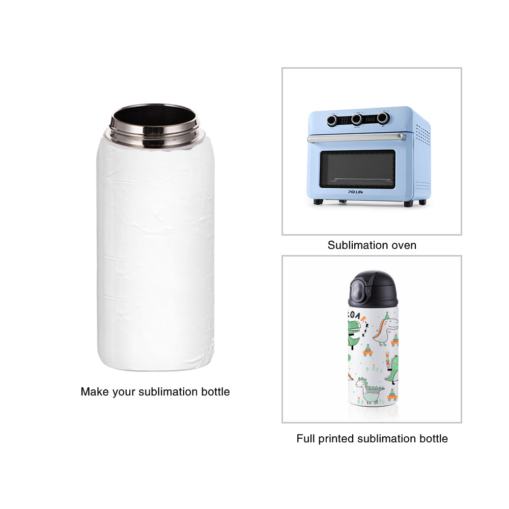 Wholesale Sublimation Kids Water Bottle White Straight with Flip Lock Black Lid 12 oz 48 Pieces