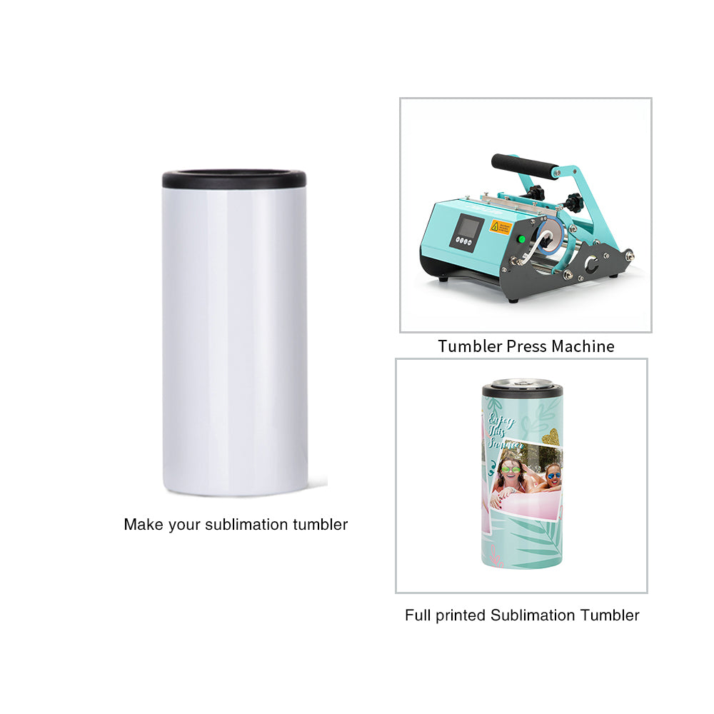 Wholesale 12 OZ Sublimation Slim Can Cooler Insulator Stainless Steel Bulk White 4 Pack & 24 Pack & 48 Pack