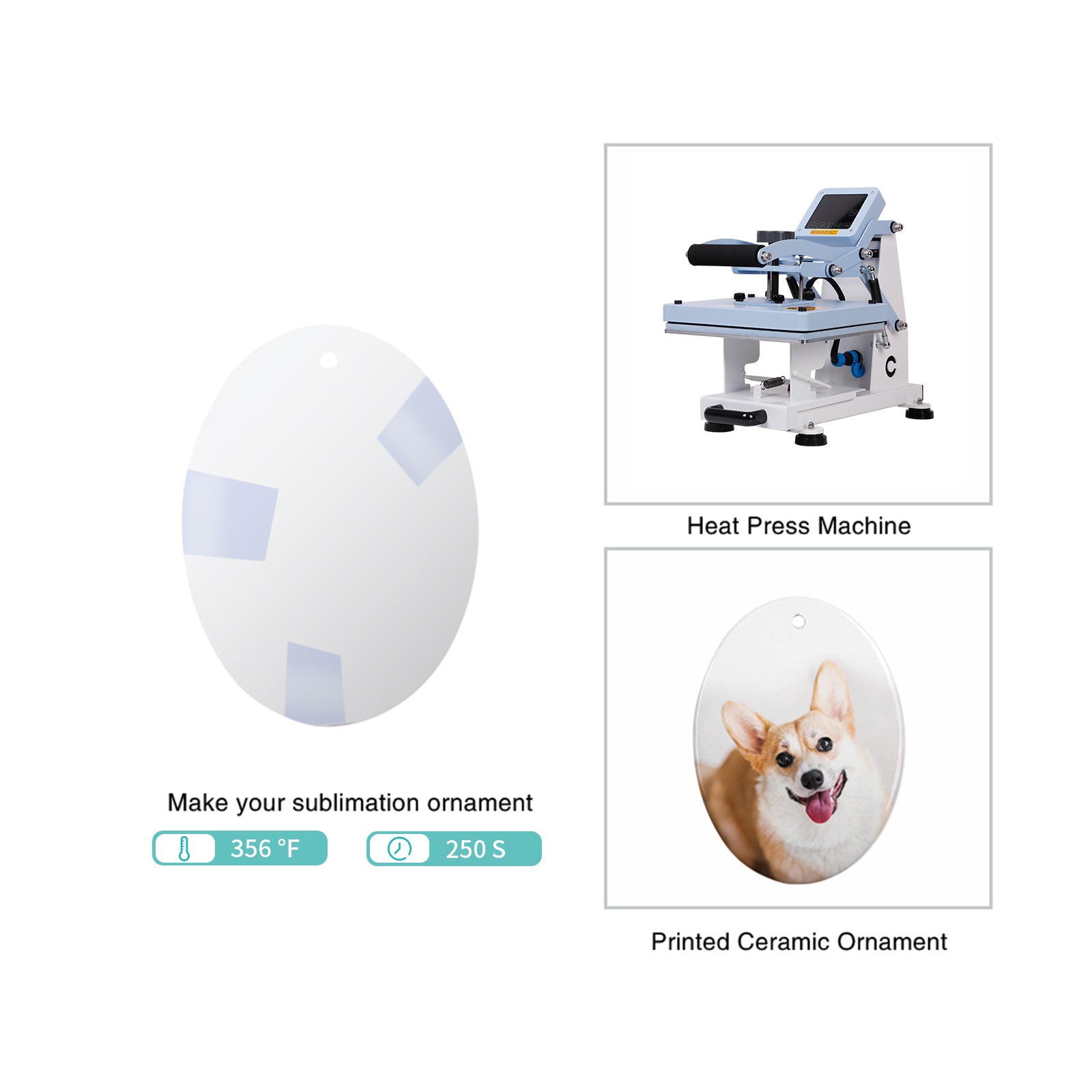 Wholesale Sublimation Ceramic Ornament Blanks with Gold String Oval 2 Sides Printable for Easter Christmas Hanging Home Decor 50 PCS & 100 PCS