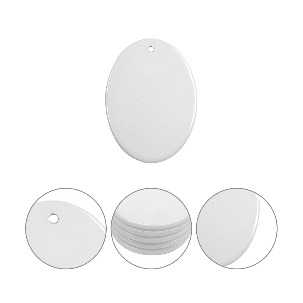 Wholesale Sublimation Ceramic Ornament Blanks with Gold String Oval 2 Sides Printable for Easter Christmas Hanging Home Decor 50 PCS & 100 PCS