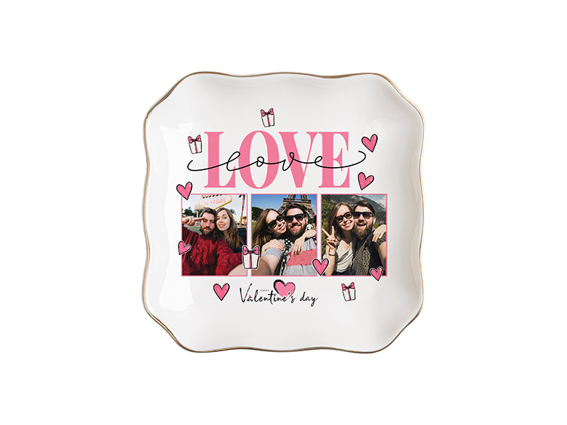 Wholesale 30 Pack Sublimation Ceramic Jewerly Trinket Dish with Gold Rim for 3D Vacuum Sublimation Tray and Pump Set (Ship from China)
