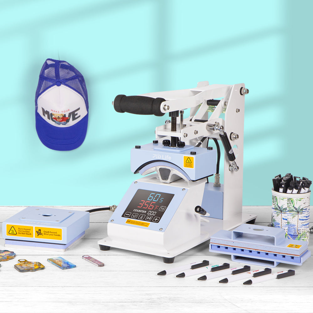 3 IN 1 Combo Label Tag Heat Press Machine 5.8 x 5.8 Inch,Cap Hat Heat Press Machine,Sublimation Pens Heat Press Machine