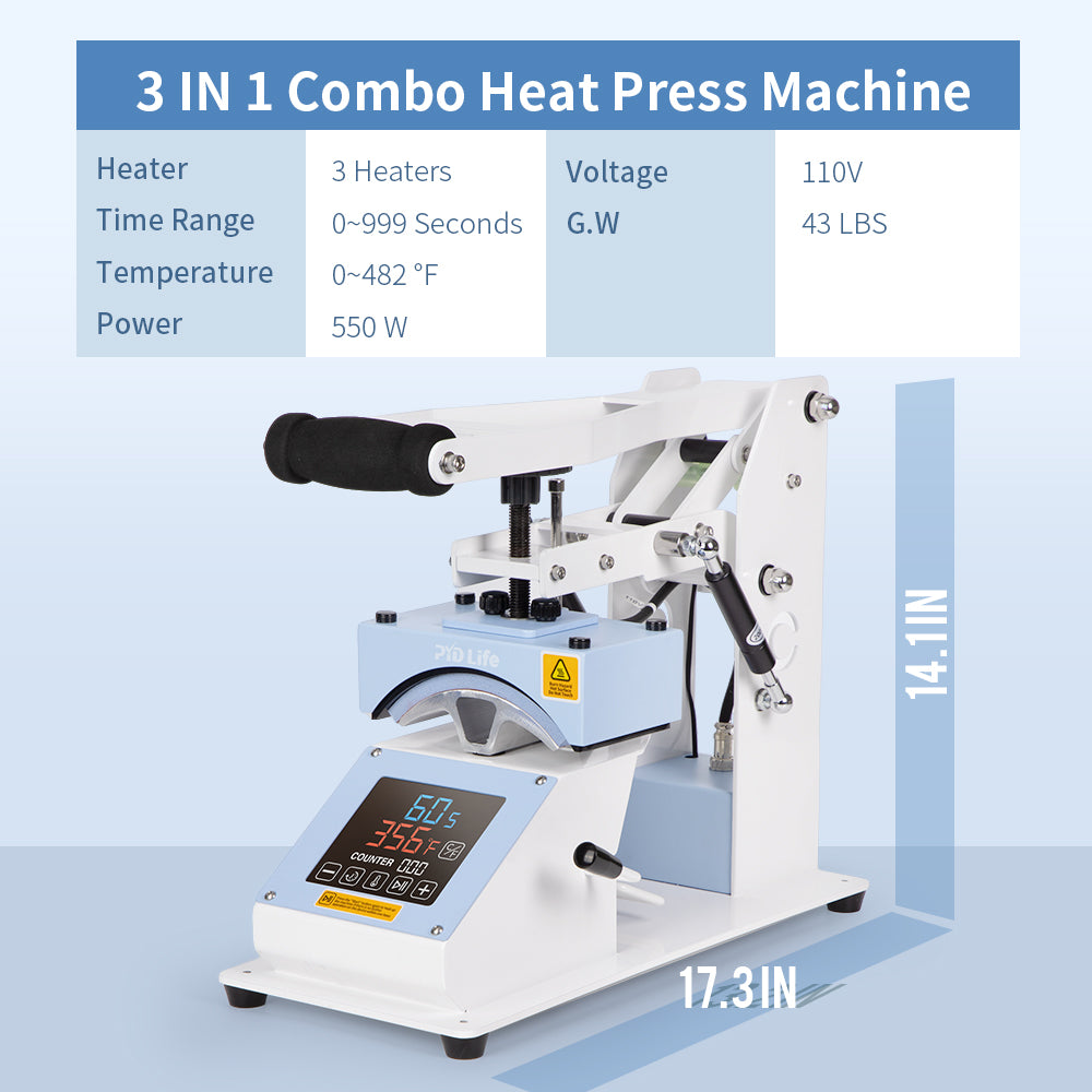 3 IN 1 Combo Label Tag Heat Press Machine 5.8 x 5.8 Inch,Cap Hat Heat Press Machine,Sublimation Pens Heat Press Machine