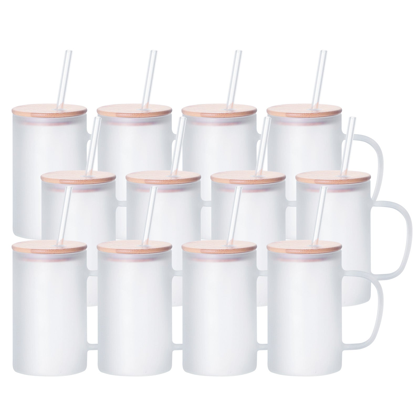 Sublimation Stackable Coffee Mugs with Direct Drink Lid and Handle 13 oz 4 Pack
