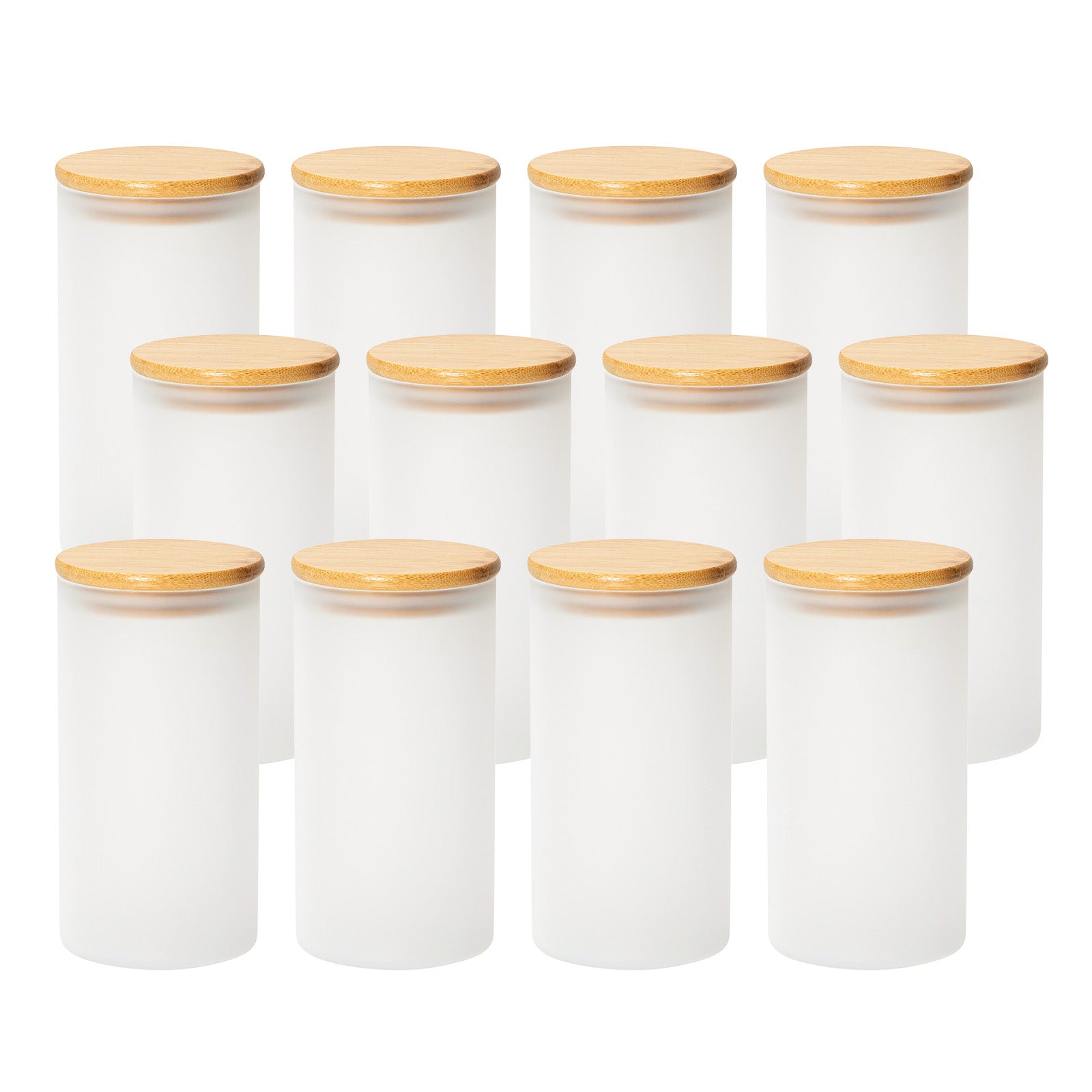 Wholesale Sublimation Glass Storage Jar Frosted White with Bamboo Lid ...