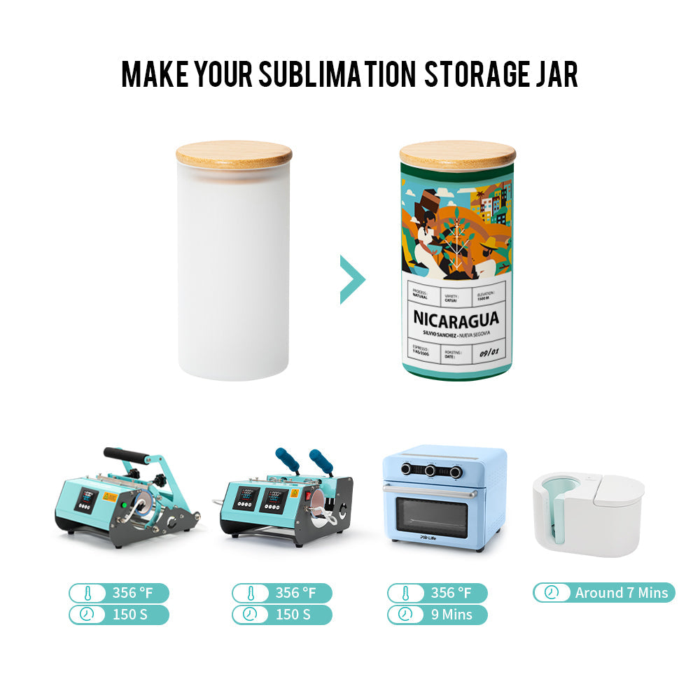 Wholesale Sublimation Glass Storage Jar Frosted White with Bamboo Lid 25oz 4 Pack & 12 Pack