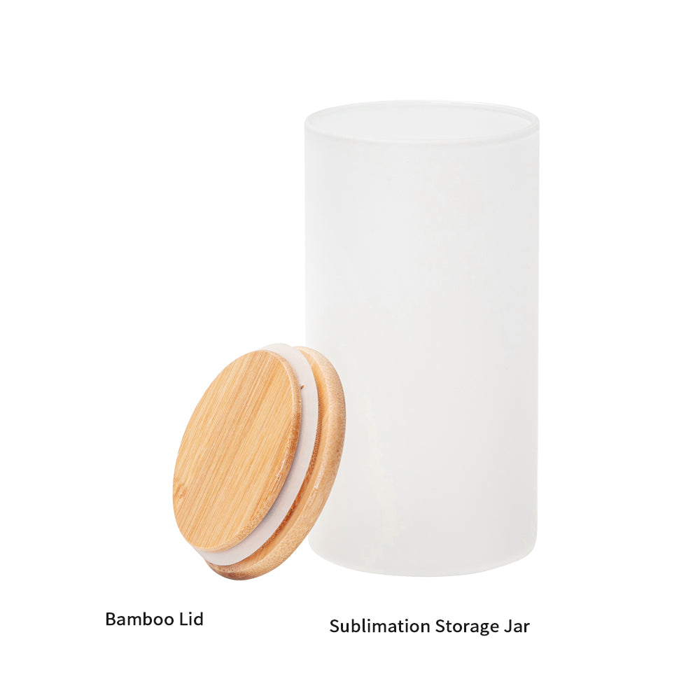 Wholesale Sublimation Glass Storage Jar Frosted White with Bamboo Lid 25oz 4 Pack & 12 Pack