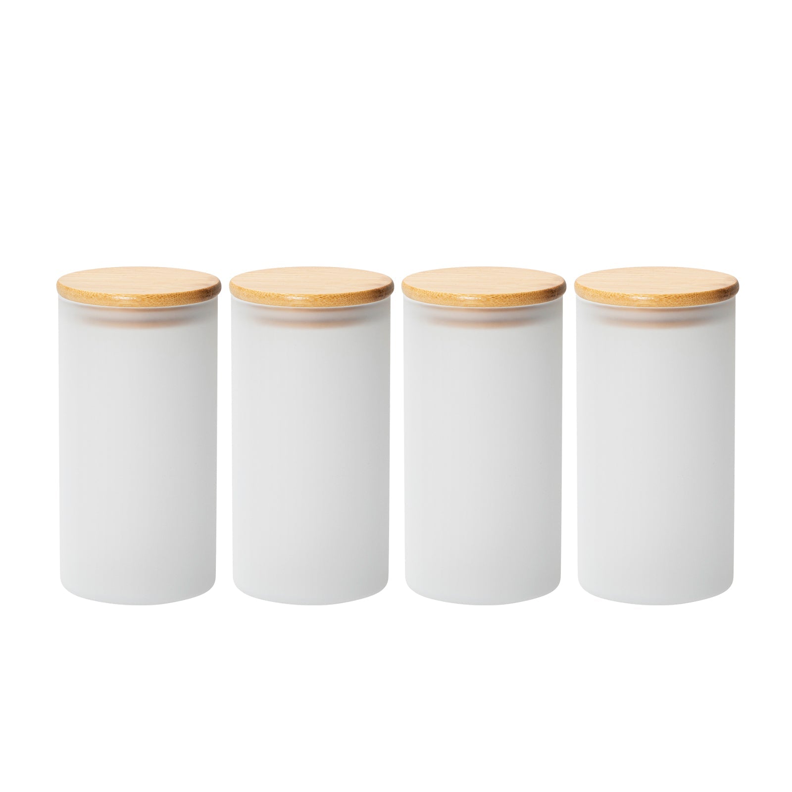 Wholesale Sublimation Glass Storage Jar Frosted White with Bamboo Lid 25oz 4 Pack & 12 Pack
