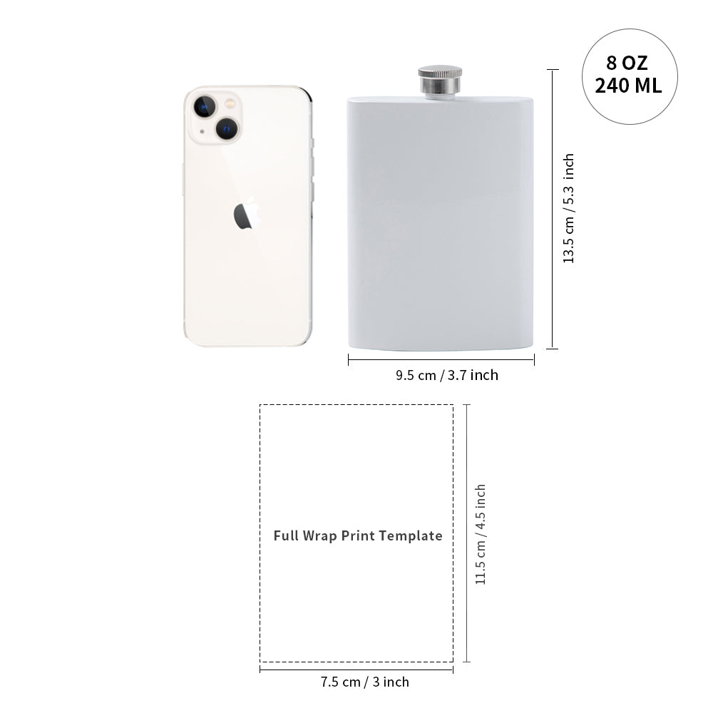 Wholesale 8 OZ Sublimation Stainless Steel Hip Flask Blanks for Liquor 64 Pack