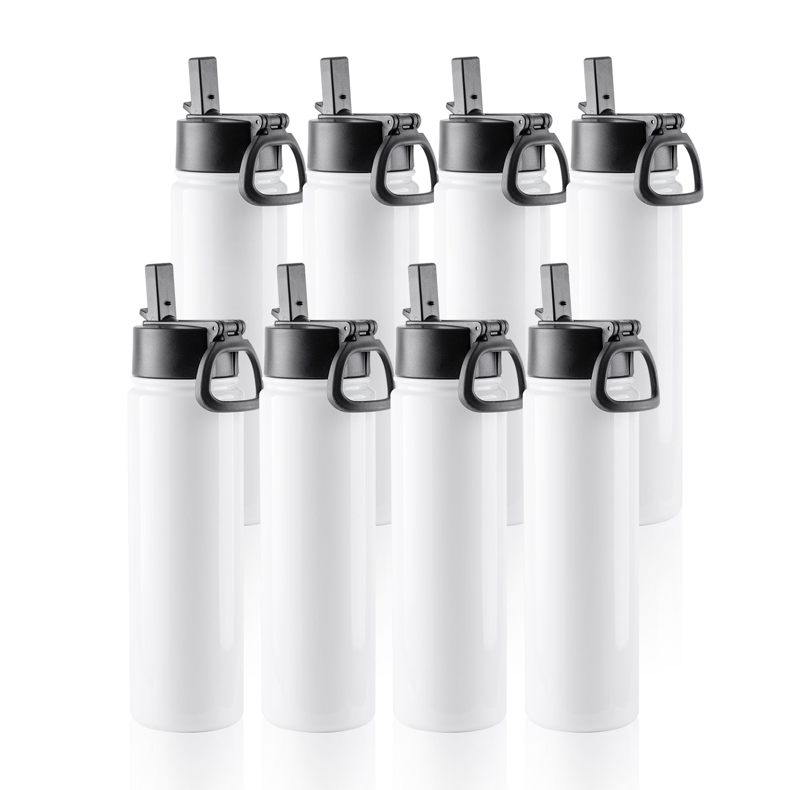 Wholesale 22 OZ Sublimation Water Bottles Bulk with Wide Mouth Handle Cap and Straw 8 Pack & 24 Pack & 48 Pack