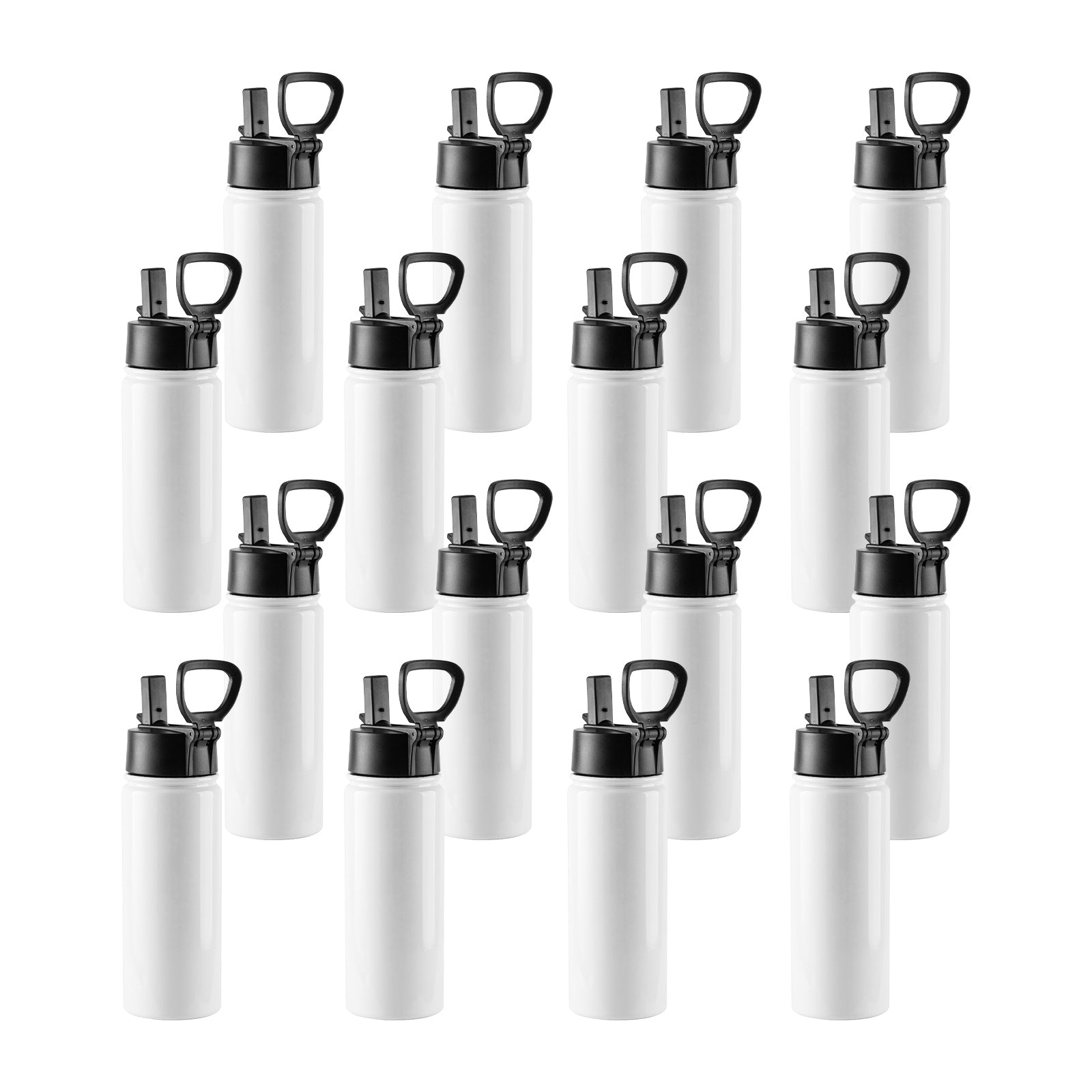 Wholesale 18 OZ Sublimation Water Bottles Bulk White with Wide Mouth Handle Cap and Straw 8 Pack & 24 Pack & 48 Pack