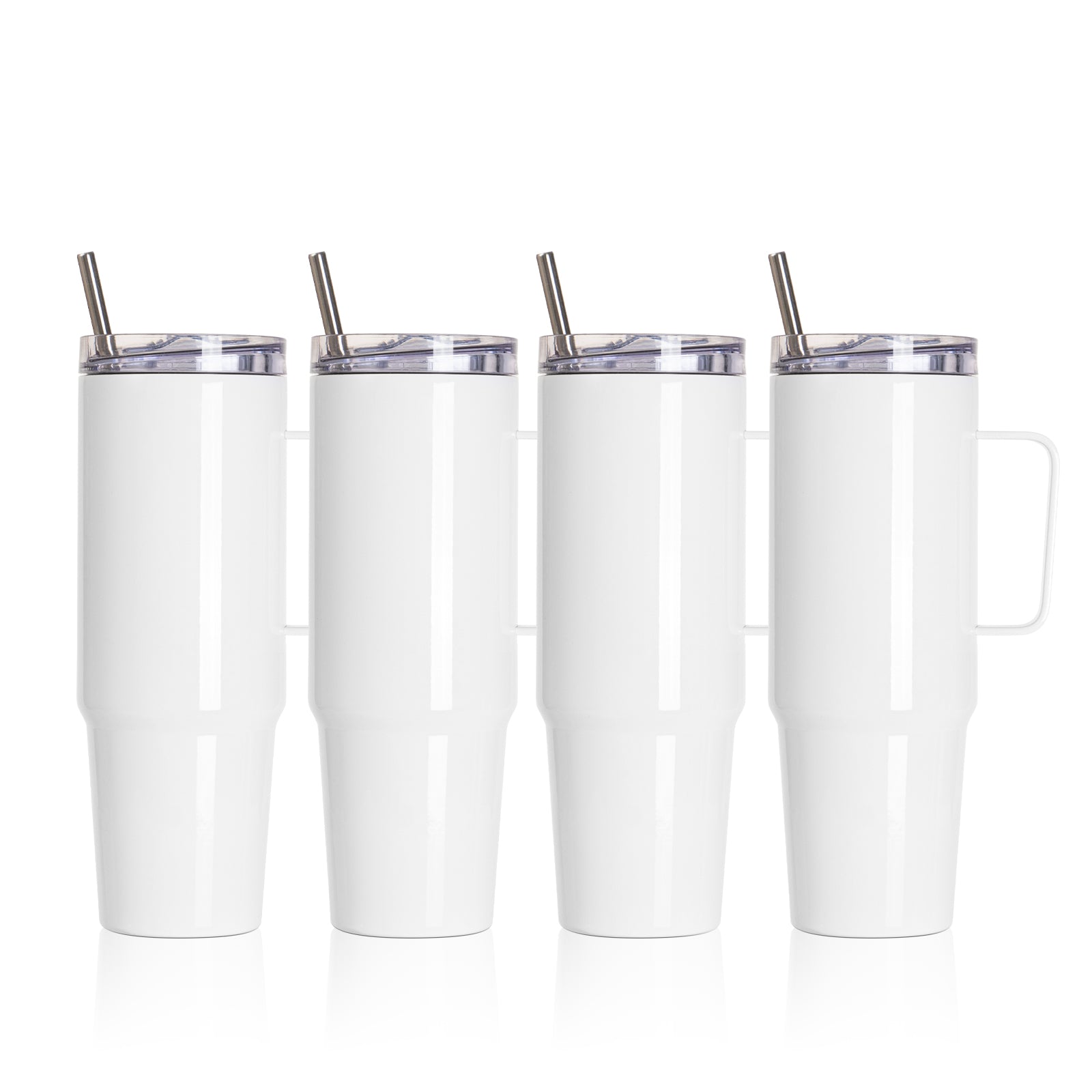 Wholesale 36 OZ Sublimation Travel Tumblers White With Handle, Metal Straw And Screw Top Leak-Proof Slide Lid 8 Pack & 24 Pack & 48 Pack