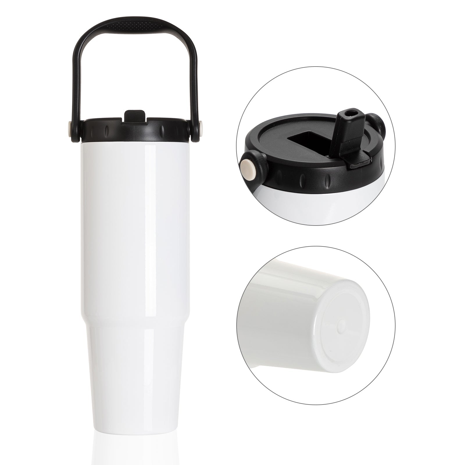 Wholesale Sublimation Adventure Tumblers White With Large Handle Cap and Straw 36 OZ 8 Pack & 24 Pack & 48 Pack