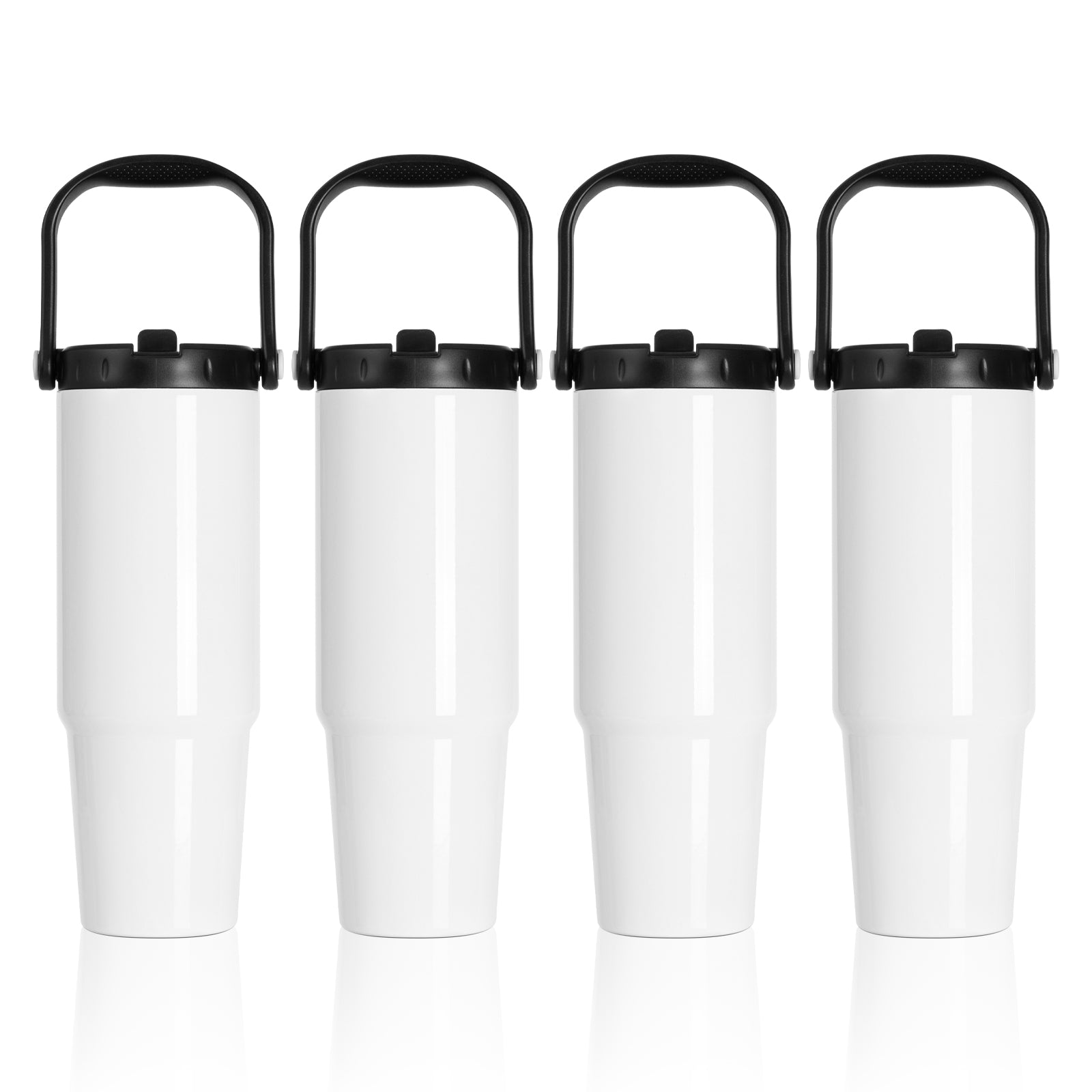 PYD Life 2 Pack Sublimation 40 oz Tumblers with Handle Blanks White Coffee Mugs Insulated Reusable Travel Cups with Lid and Stainless Straw for