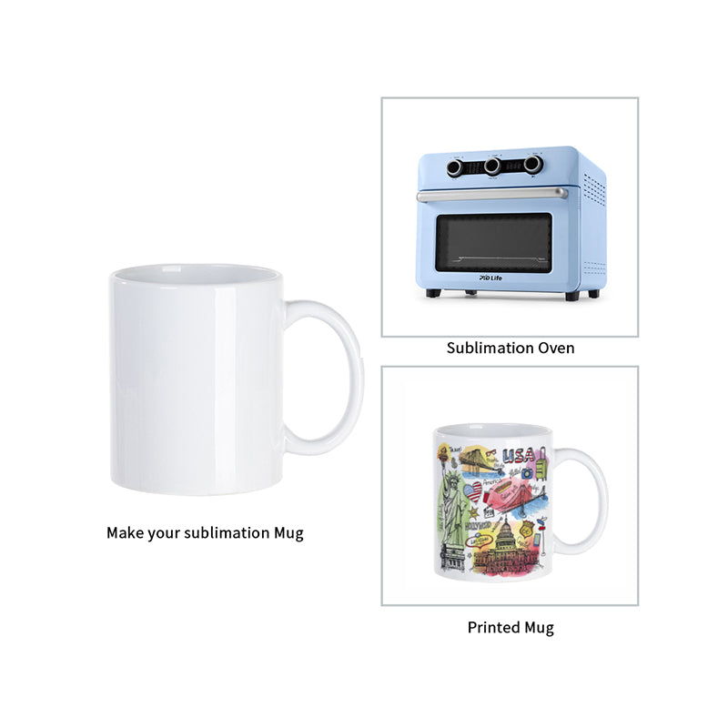 12 L Sublimation Oven Heat Press Machine Starter Benginers Kit Bundle with 11oz Sublimation Mug,Sublimation Shrink Wrap Film,Heat Blower Gun and Cup Tumbler Cradle