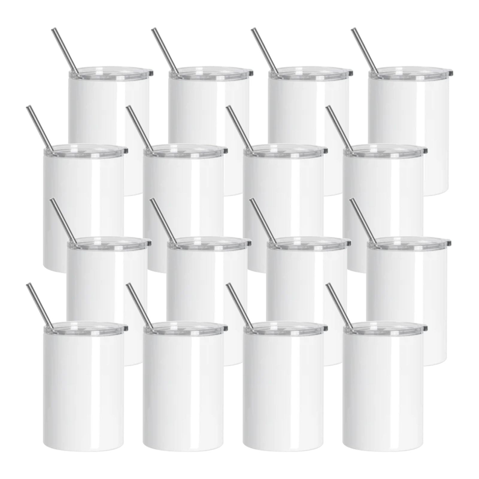 25 Pack Sublimation Stainless Steel Thermal Lowball Coffee Mug Glossy White 13 oz 400ml