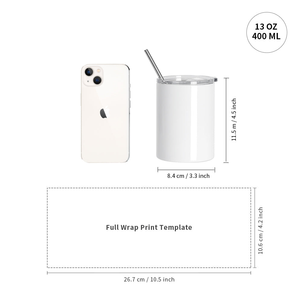 25 Pack Sublimation Stainless Steel Thermal Lowball Coffee Mug Glossy White 13 oz 400ml