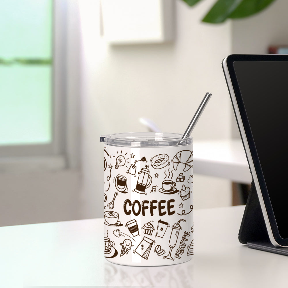 25 Pack Sublimation Stainless Steel Thermal Lowball Coffee Mug Glossy White 13 oz 400ml