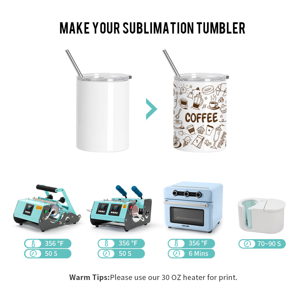 25 Pack Sublimation Stainless Steel Thermal Lowball Coffee Mug Glossy White 13 oz 400ml