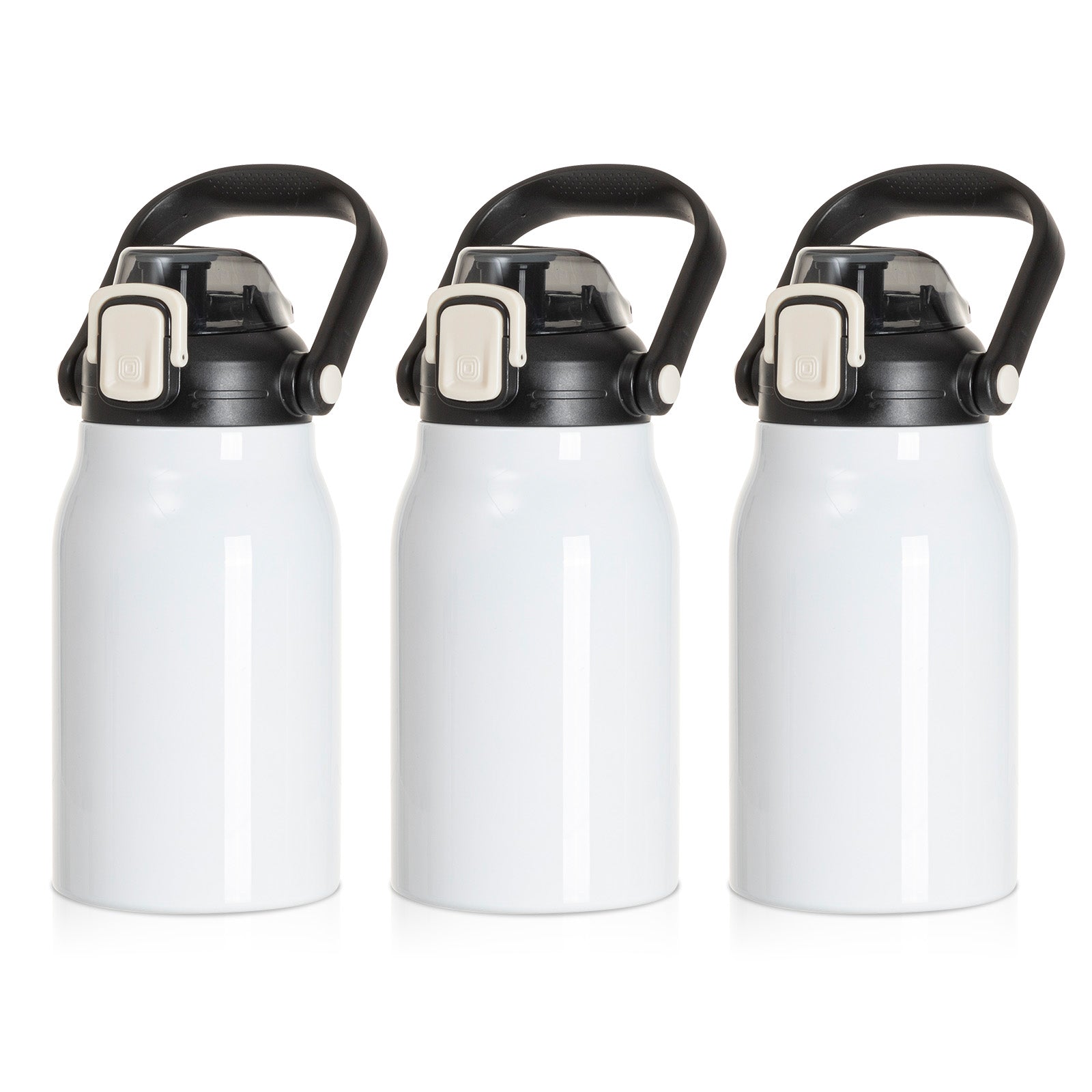 Wholesale 32 OZ Sublimation Water Jugs Bottles Vacuum Flasks White Blanks with Portable Sippy Up Lid and Straw 3 Pack & 12 Pack & 24 Pack