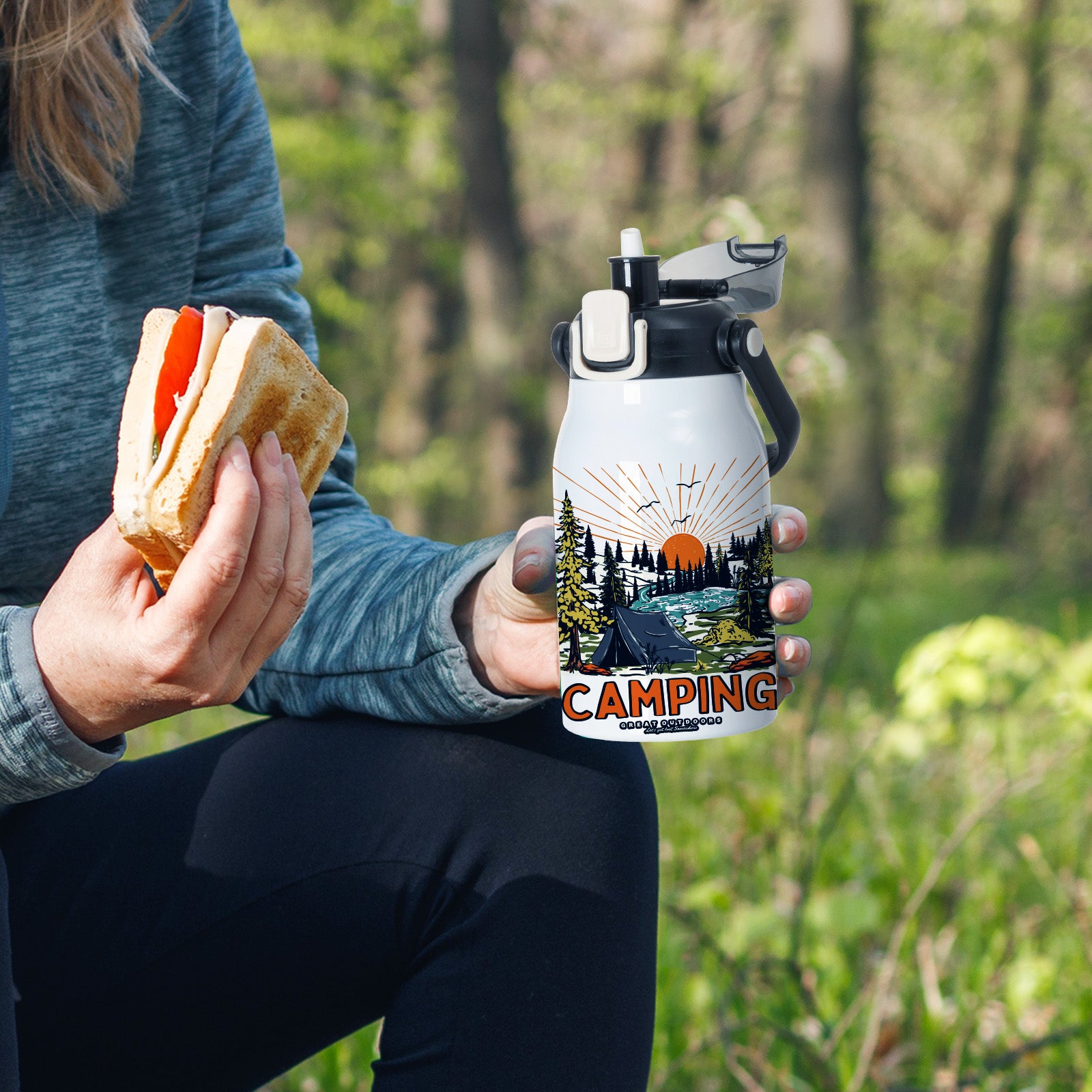 Wholesale 32 OZ Sublimation Water Jugs Bottles Vacuum Flasks White Blanks with Portable Sippy Up Lid and Straw 3 Pack & 12 Pack & 24 Pack