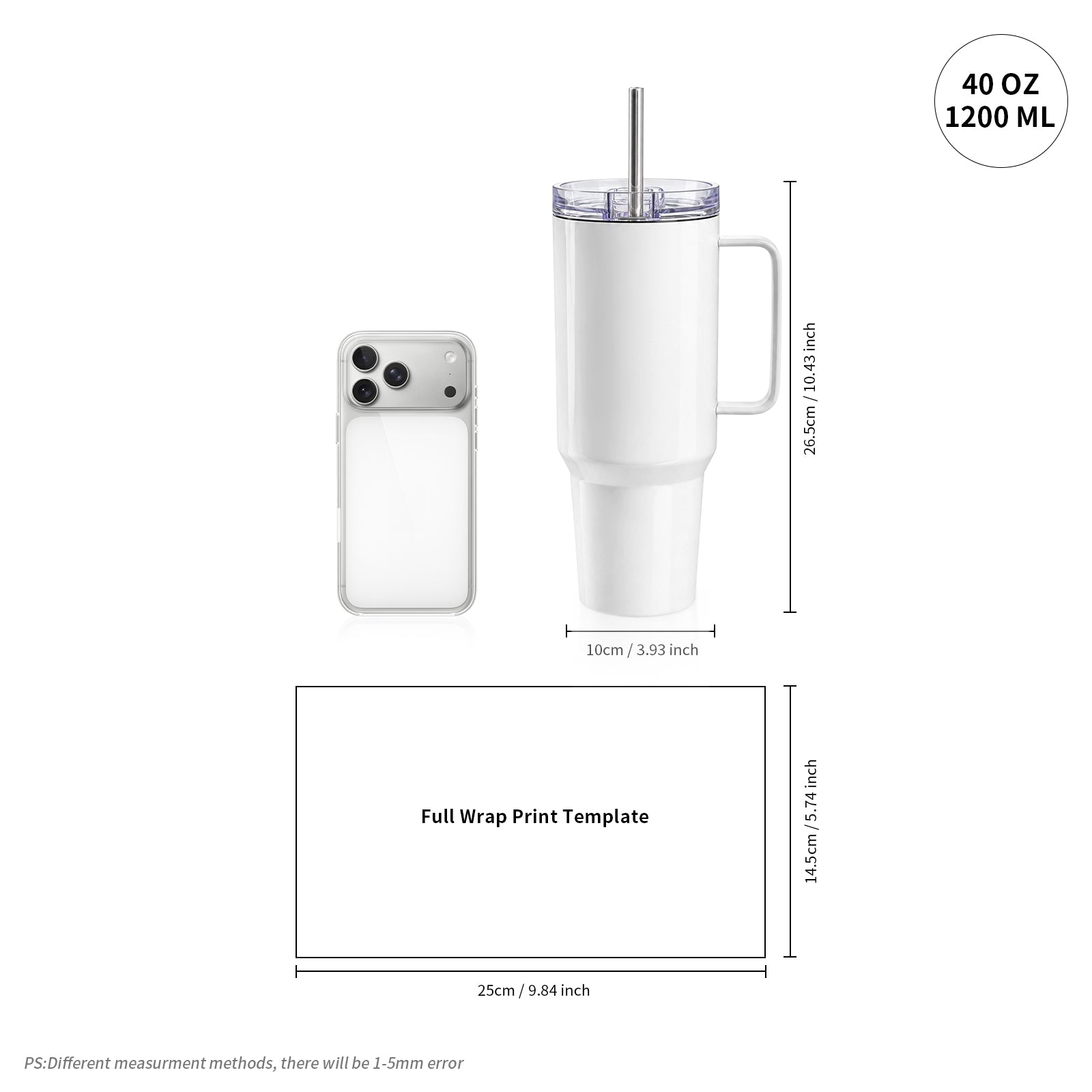 Wholesale 40 OZ Sublimation Tumblers with Printable Handle 2 Pack