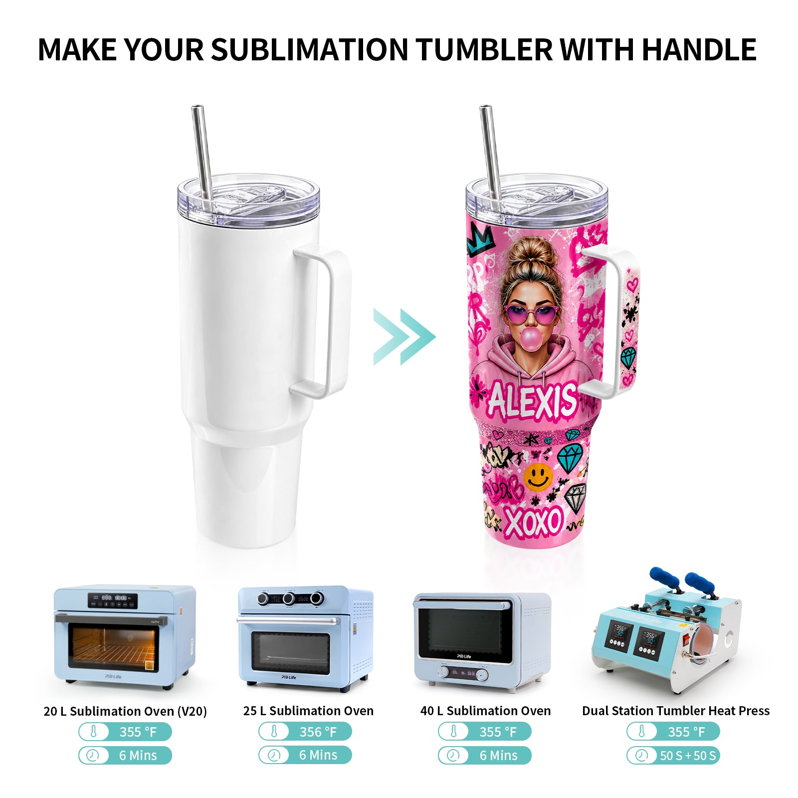 Wholesale 40 OZ Sublimation Tumblers with Printable Handle 2 Pack